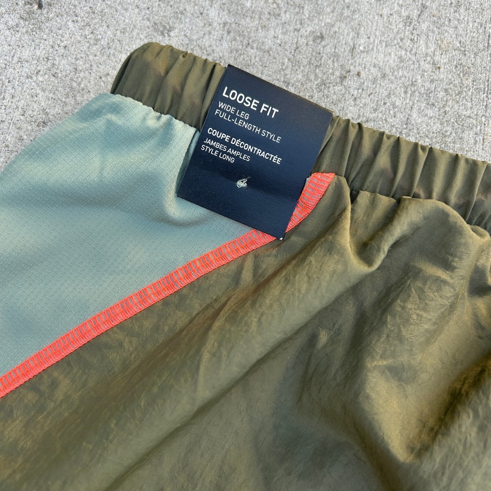 Adidas Women Pants S Olive Green Orange Athletic Loose Fit Wide Leg New IF3738 - Picture 6 of 6